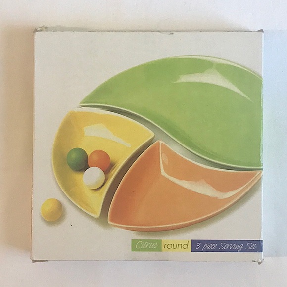 Citrus Ceramic Round 3 Separate Piece Serving Set *NEW - Factory Sealed* - Picture 1 of 5